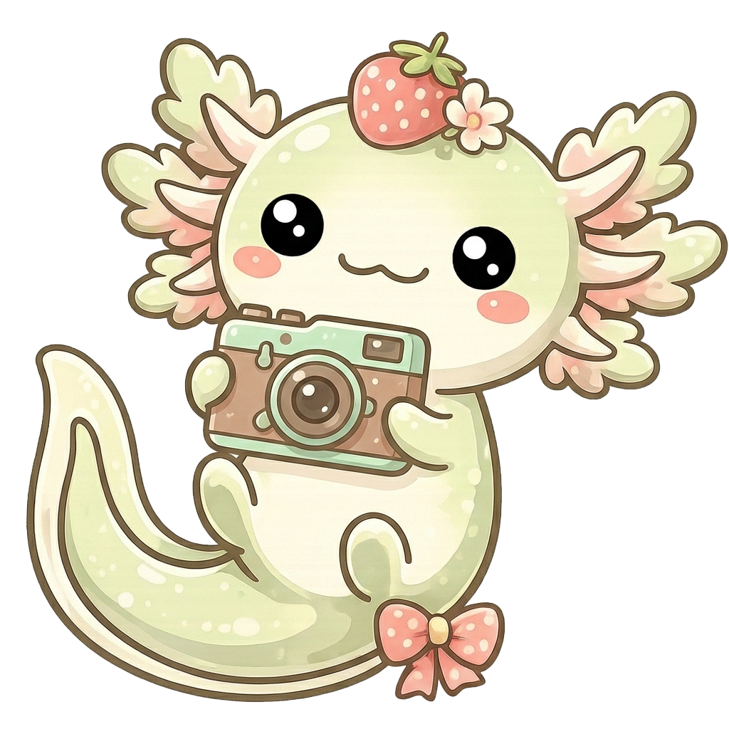 Mochi the Axolotl with a camera